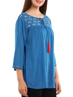 blue viscose regular top - 11554337 - Standard Image - 2