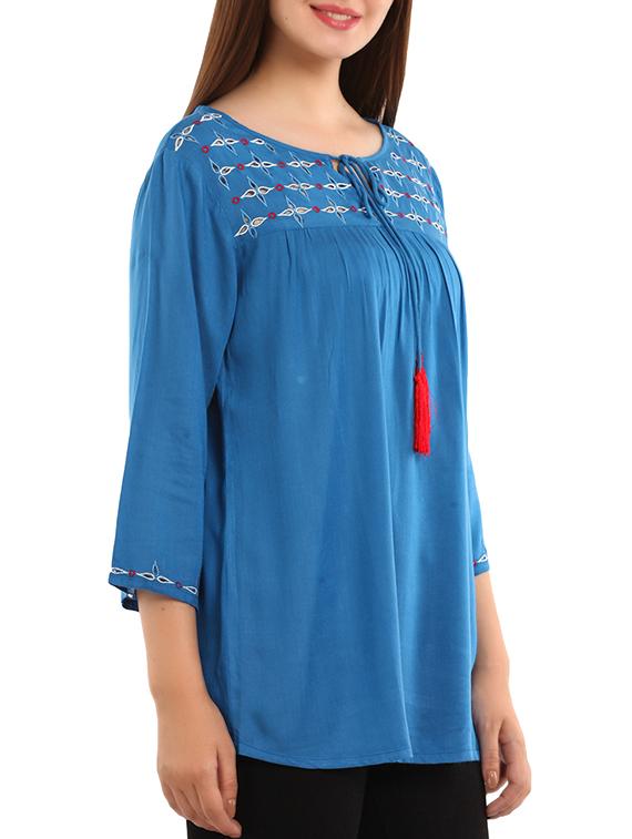 blue viscose regular top - 11554337 - Zoom Image - 2