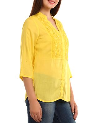 yellow viscose embroidered top - 11554401 - Standard Image - 2