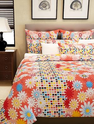 multi colored cotton printed double bed sheet set - 11579127 - Standard Image - 2