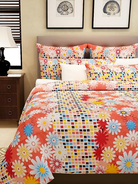 multi colored cotton printed double bed sheet set - 11579127 - Zoom Image - 2
