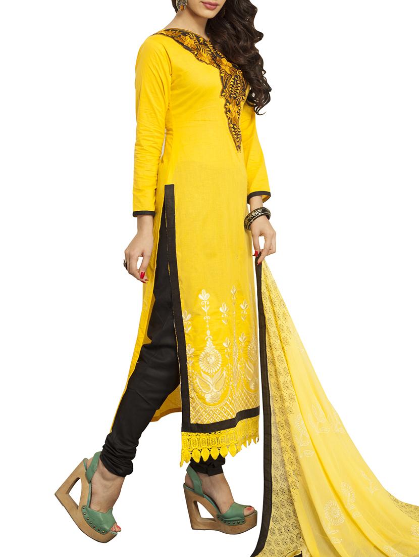 yellow cotton unstitched suit - 11579999 - Zoom Image - 2