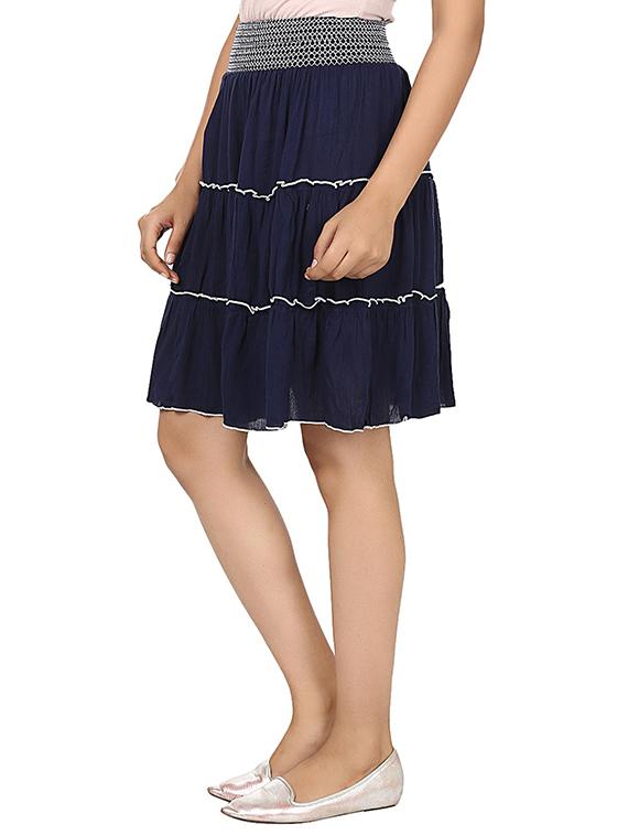 dark blue cotton skirt - 11586262 - Zoom Image - 2