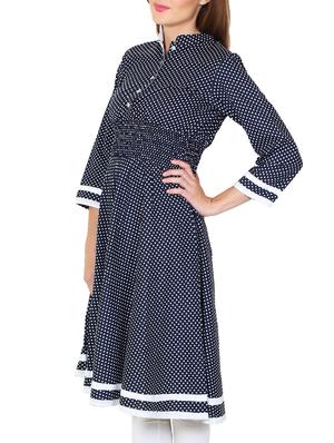 navy blue cotton polka dots printed anarkali - 11588705 - Standard Image - 2