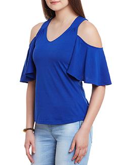 cold shoulder solid top - 11590761 - Zoom Image - 2