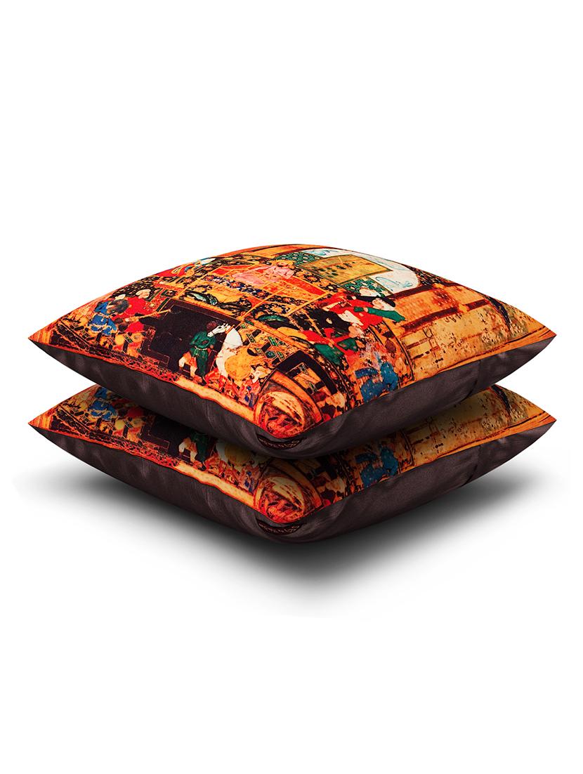 orange cotton printed cushion cover (set of 2) - 11599536 - Zoom Image - 2