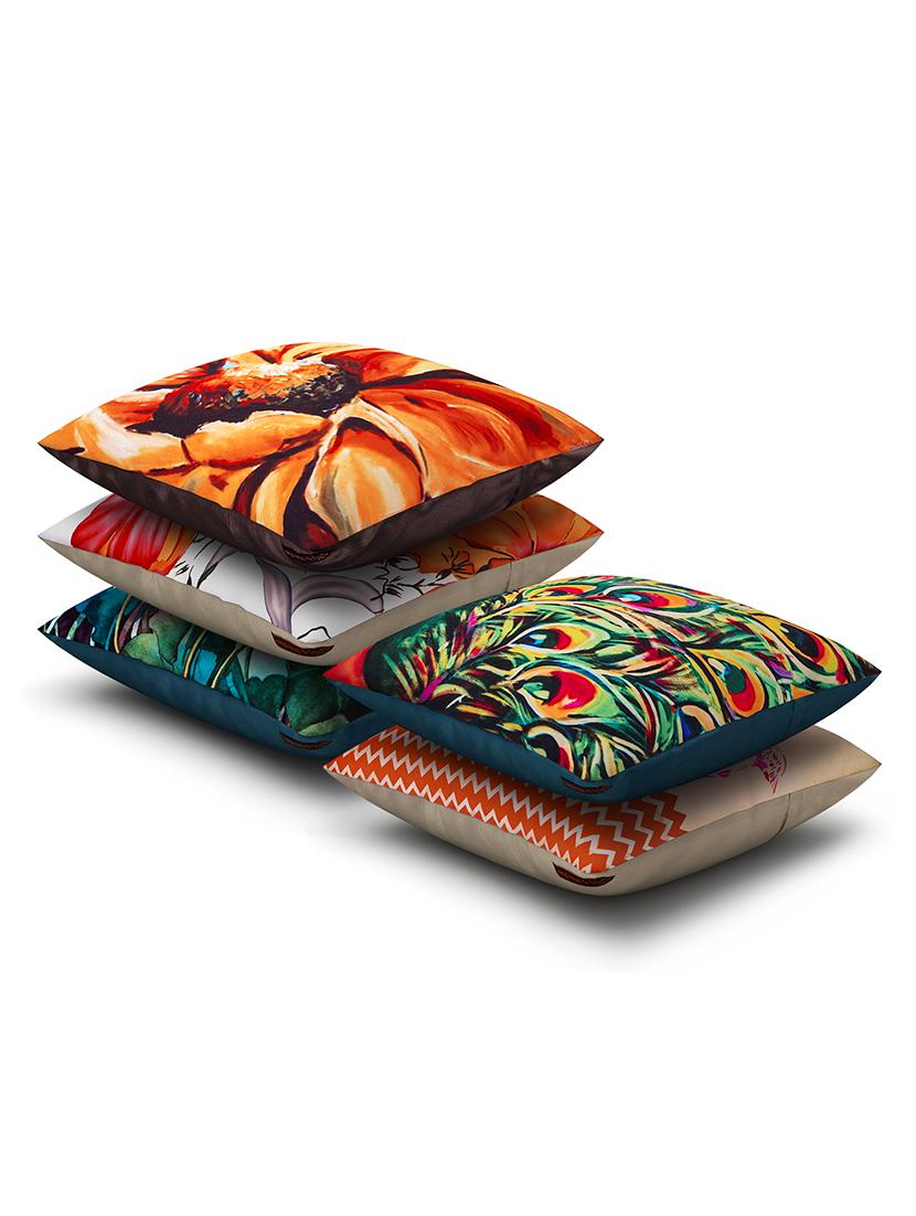multicoloued cotton printed cushion cover (set of 5) - 11599551 - Zoom Image - 2