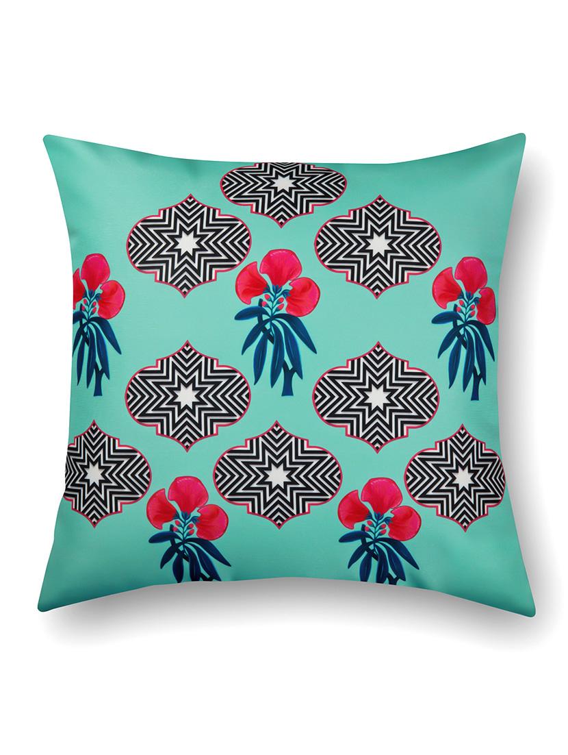 green cotton printed cushion cover - 11600589 - Zoom Image - 2