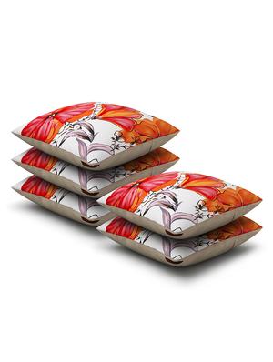 white cotton printed cushion cover (set of 5) - 11600610 - Standard Image - 2