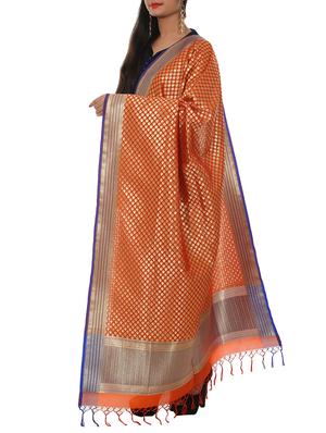 orange pure silk dupatta - 11600861 - Standard Image - 2