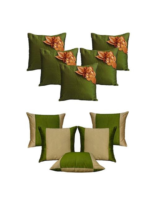 set of 10 green floral cushion cover - 11605489 - Standard Image - 1