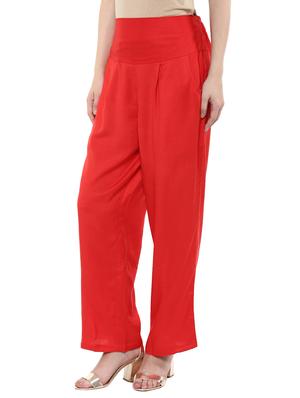 red viscose palazzos - 11609794 - Standard Image - 2