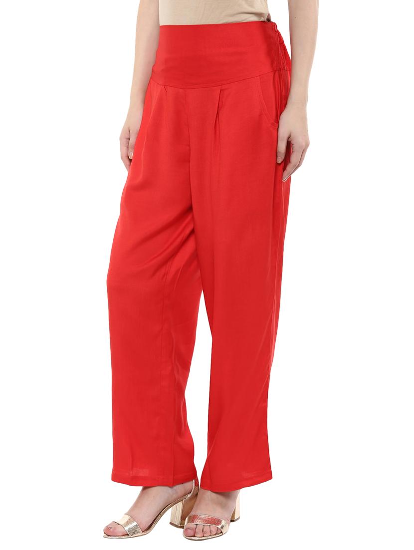 red viscose palazzos - 11609794 - Zoom Image - 2
