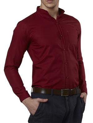 solid maroon cotton formal shirt - 11632492 - Standard Image - 2