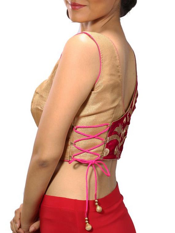 gold and pink silk blend brocade blouse - 11665096 - Zoom Image - 2