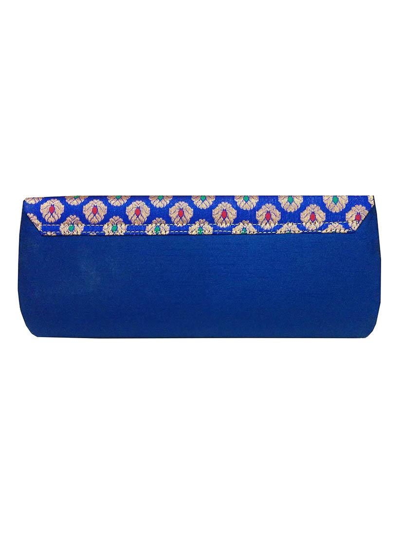 blue embellished silk ethnic clutch - 11667939 - Zoom Image - 2