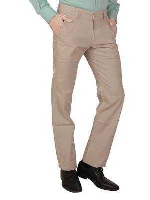 beige cotton flat front casual trouser - 11668671 - Standard Image - 2