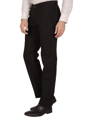 black cotton flat front formal trouser - 11668673 - Standard Image - 2