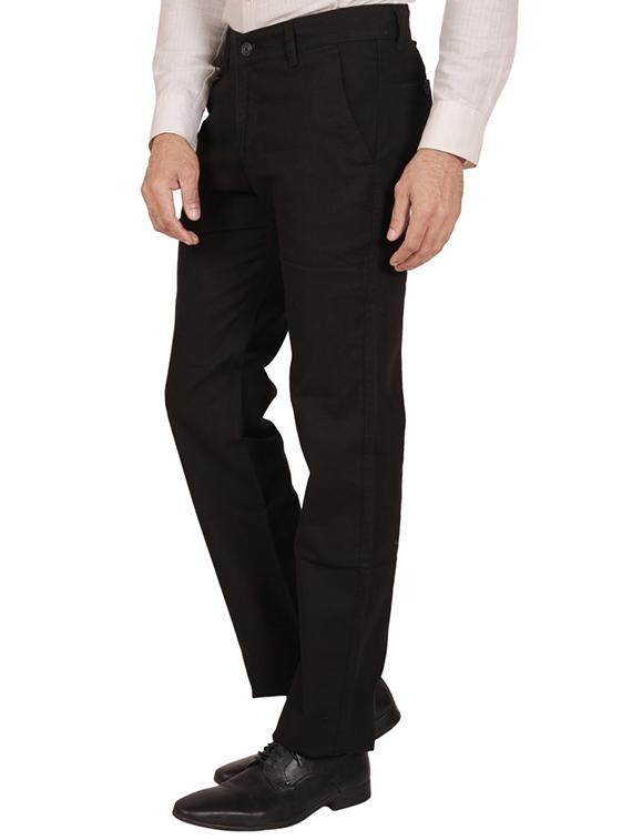 black cotton flat front formal trouser - 11668673 - Zoom Image - 2