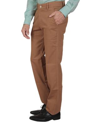brown cotton flat front casual trouser - 11668679 - Standard Image - 2
