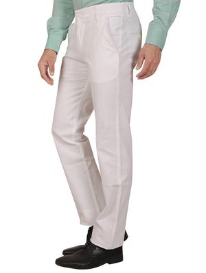 solid white cotton formal trouser - 11668680 - Standard Image - 2