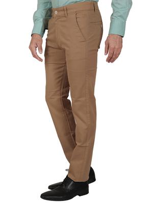 solid brown cotton formal trouser - 11668683 - Standard Image - 2