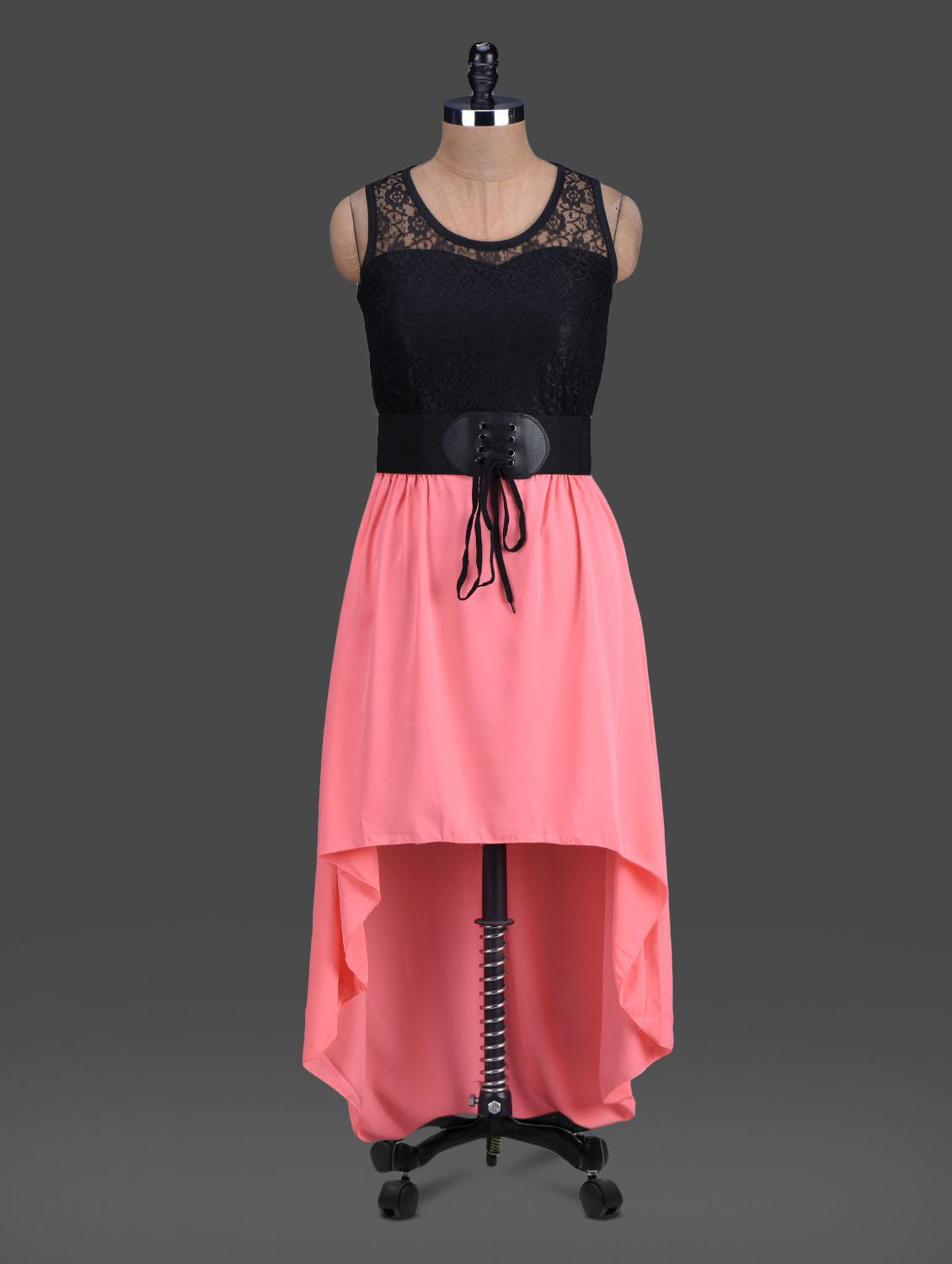 Round Neck Colour Block High-low Dress - London Off