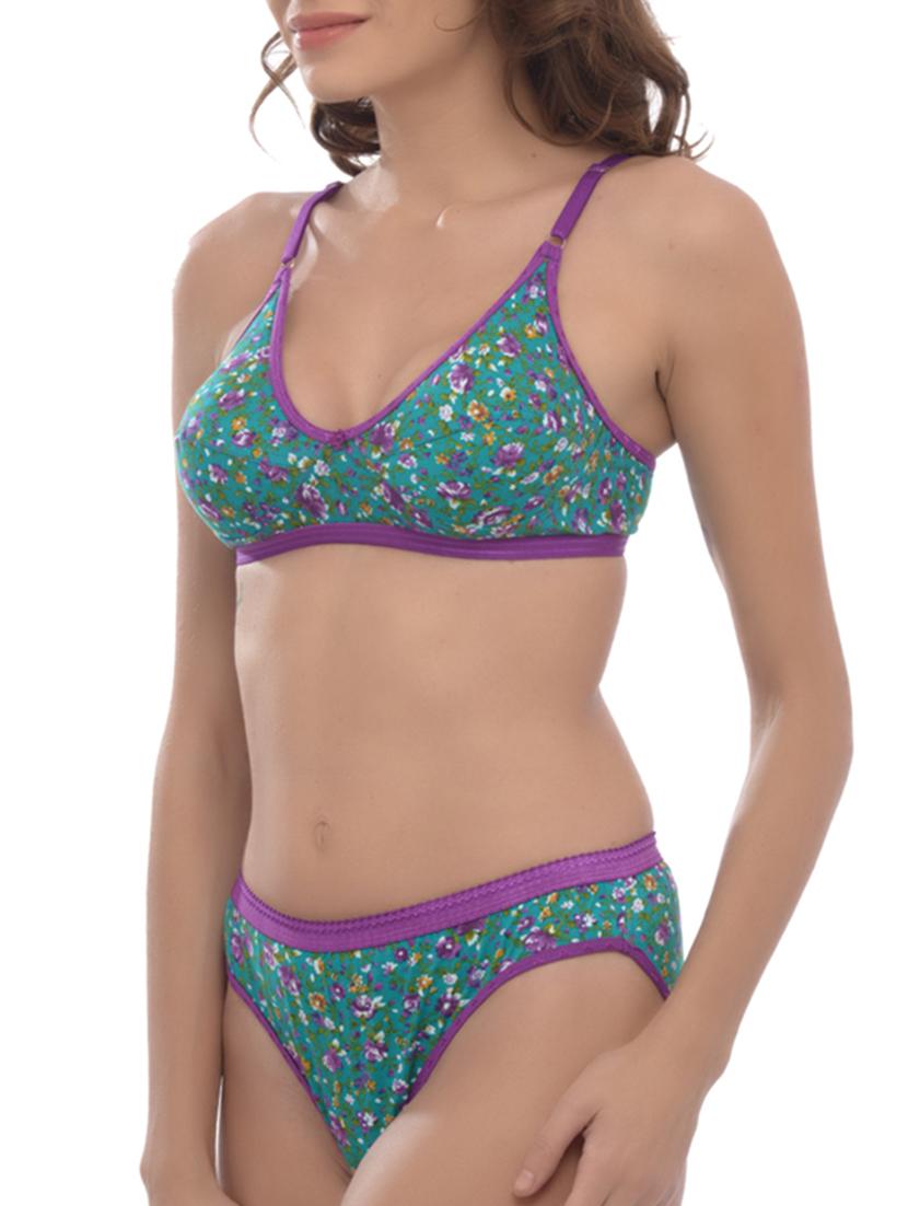blue cotton bra and panty set - 11672246 - Zoom Image - 2