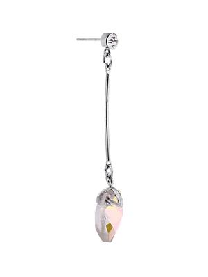 silver toned heart shape stone dangler earrings - 11677588 - Standard Image - 2