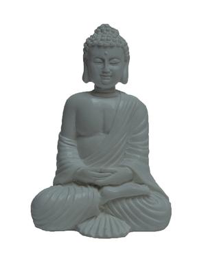 grey polyresin pure white resting buddha on knee statue - 1168377 - Standard Image - 2