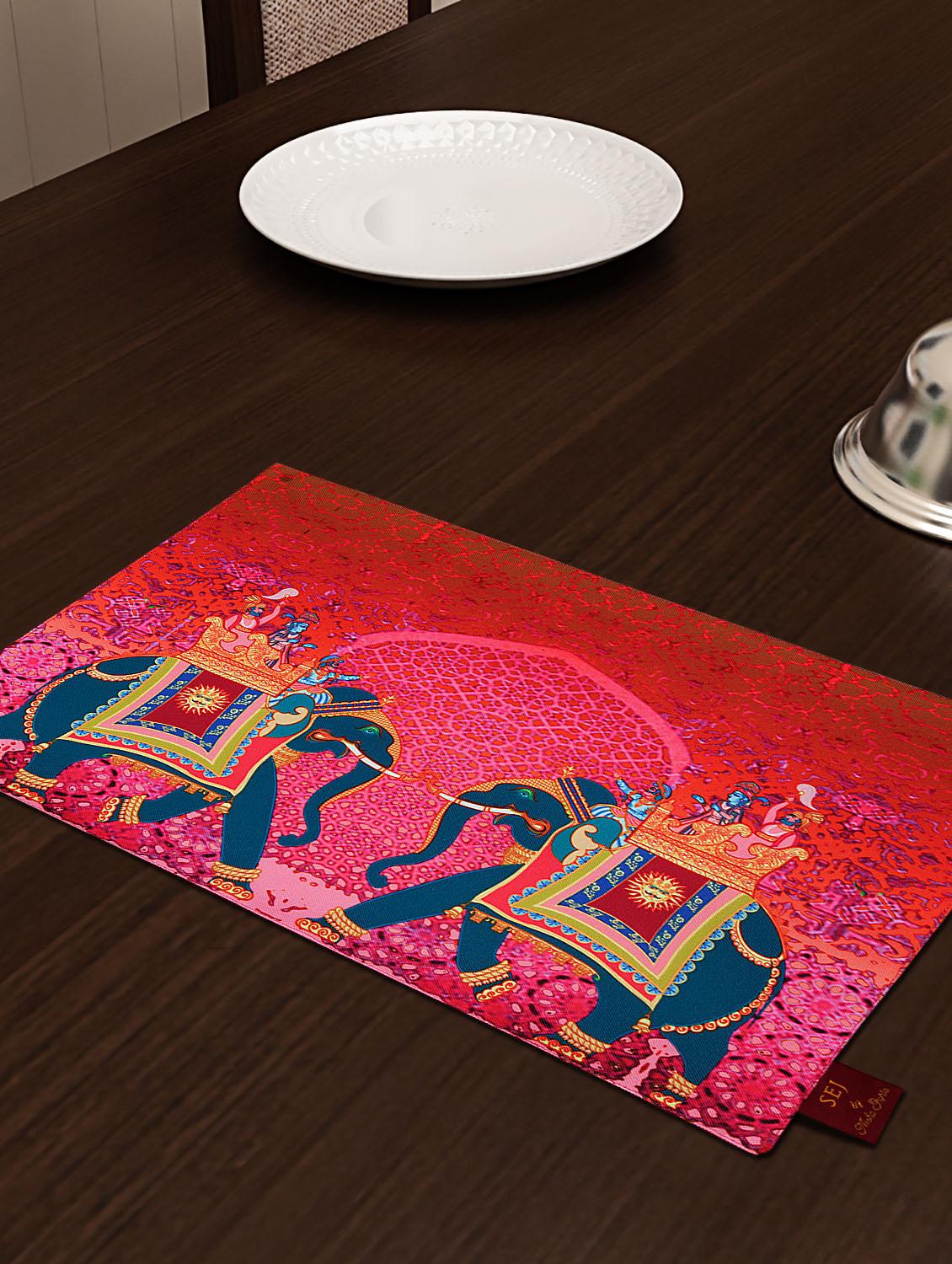 set of 4 red cotton placemat - 11696488 - Zoom Image - 2