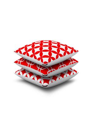 red cotton set of 3 cushion covers - 11697425 - Standard Image - 2