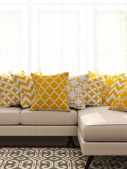yellow cotton set of 10 cushion covers - 11697478 - Standard Image - 1