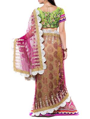 pink net embroidered half and half saree with blouse - 11703294 - Standard Image - 2