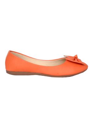solid orange leatherette embellished ballerina - 11703542 - Standard Image - 2