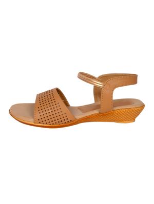 brown faux leather cutwork wedges - 11703547 - Standard Image - 2