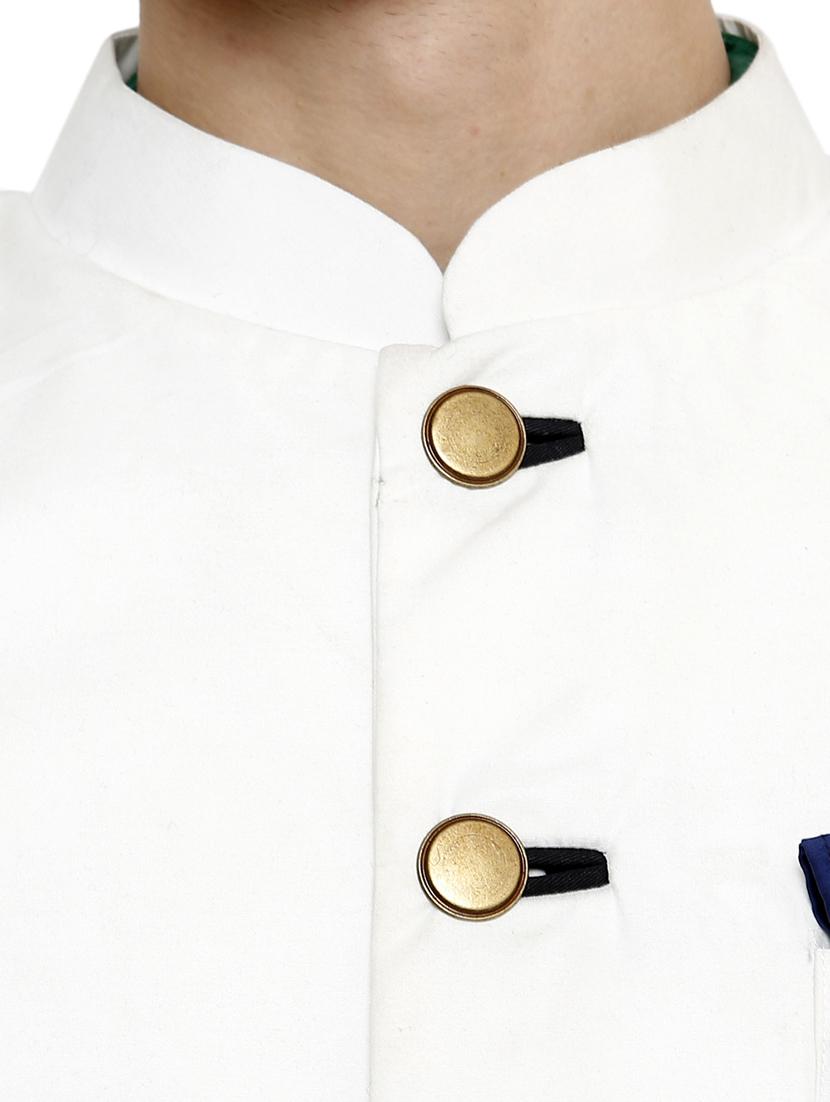solid white cotton nehru jacket - 11704590 - Zoom Image - 5
