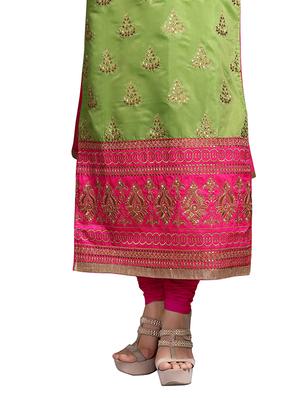 green cotton embroidered dress material - 11705114 - Standard Image - 5