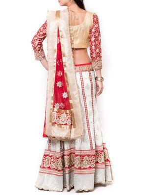 white embroidered net lehenga - 11715244 - Standard Image - 2