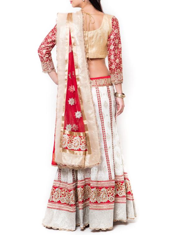 white embroidered net lehenga - 11715244 - Zoom Image - 2