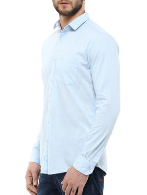 blue solid casual shirt - 11726436 - Standard Image - 2