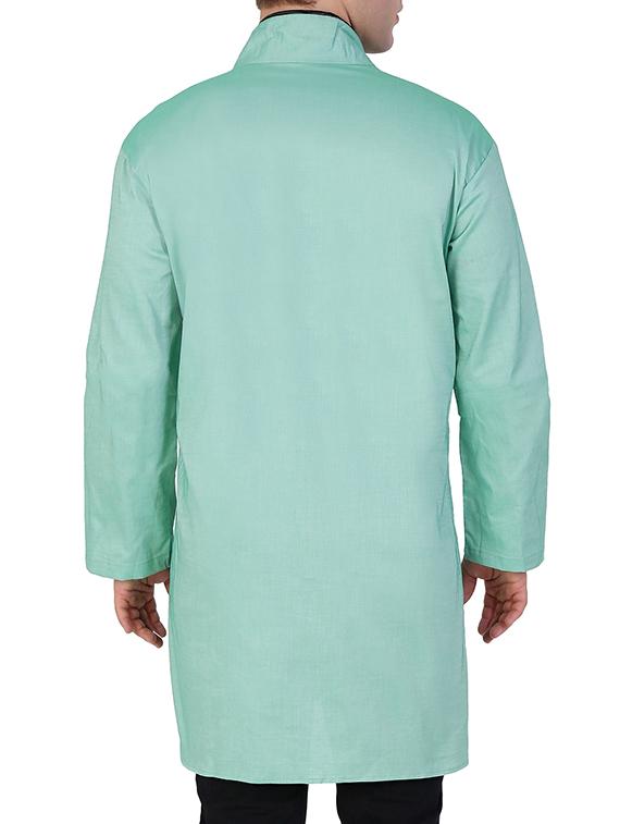 solid mint green cotton kurta - 11727943 - Zoom Image - 2