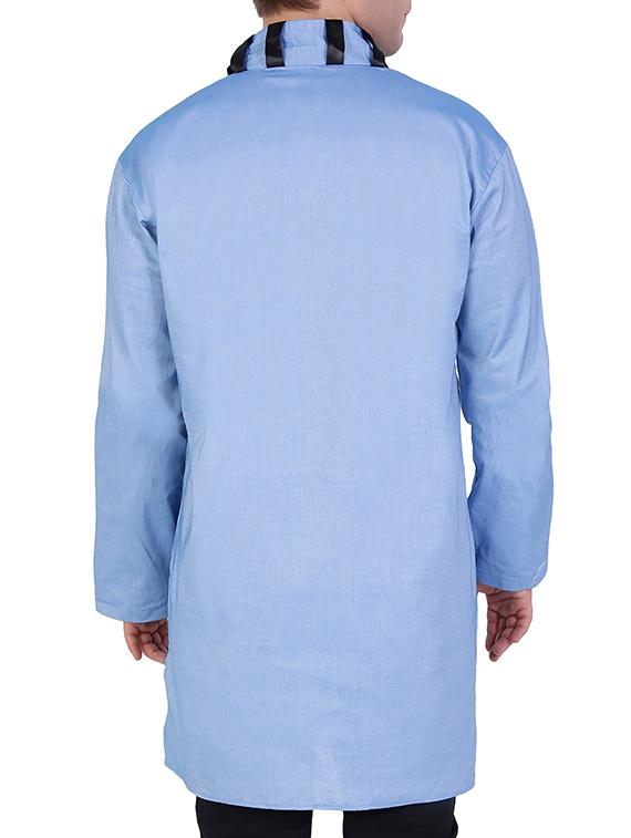 solid light blue cotton kurta - 11727946 - Zoom Image - 2