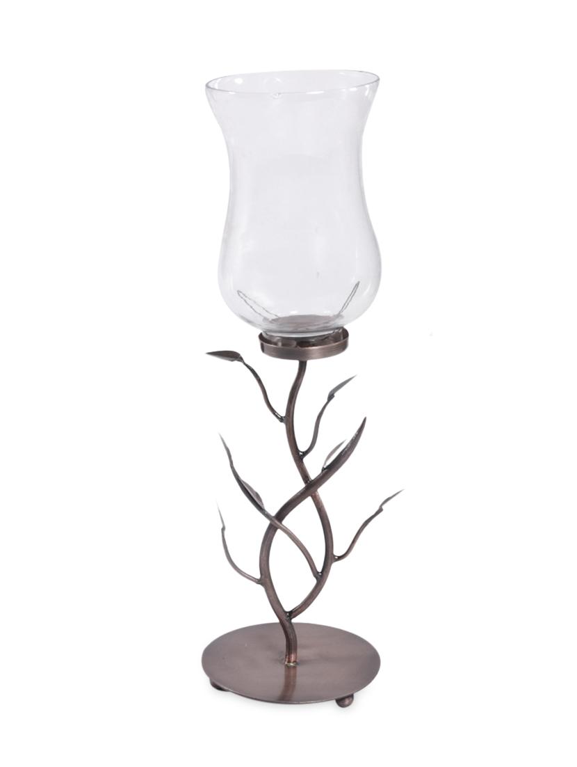 Gold Metal And Glass Candle Holder - Grezniba Dekor