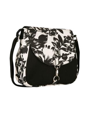 black floral printed canvas sling bag - 11734763 - Standard Image - 5