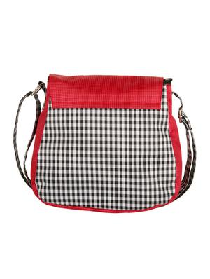 red leatherette check printed sling bag - 11734883 - Standard Image - 2