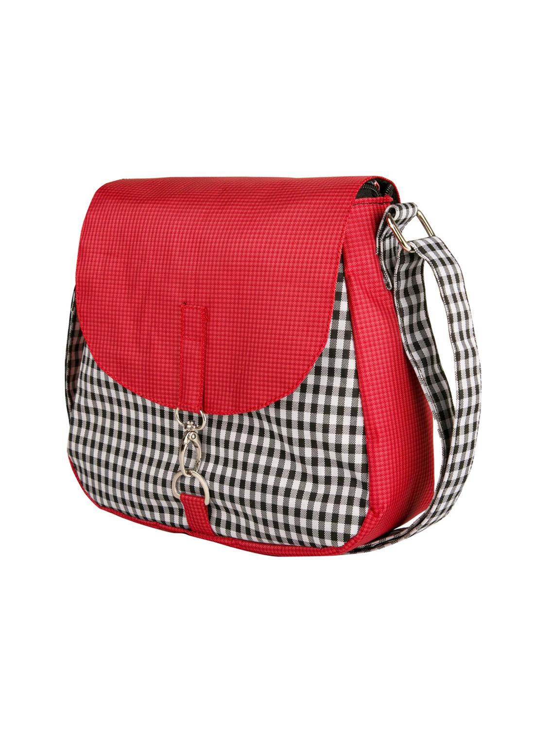red leatherette check printed sling bag - 11734883 - Zoom Image - 5