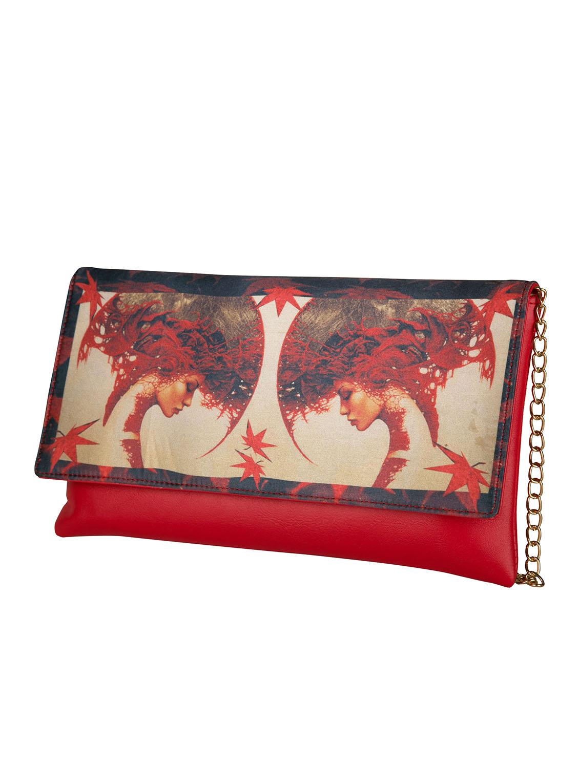 red leatherette printed clutch - 11734918 - Zoom Image - 5