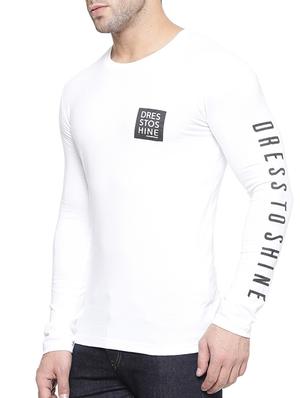 white cotton printed sleeve t-shirt - 11734959 - Standard Image - 2