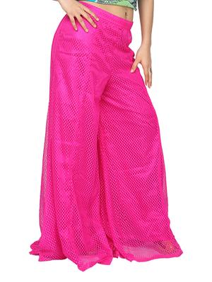 solid pink net palazzo - 11738510 - Standard Image - 2